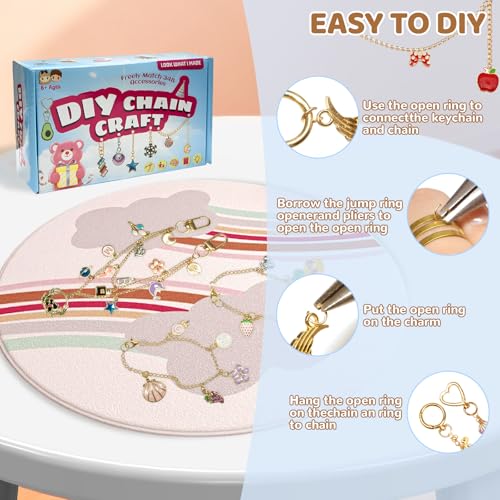 348Pcs Charms Lip Gloss Keychain Making Kit,DIY Craft with Charms,Key Chain Hooks,Jump Rings,Lobster Clasps,Chains & Tools,Bag Charm Kit,Keychains Make Supplies for DIY Crafting and Jewelry Making - color: Burnt Olive
