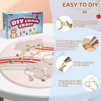 348Pcs Charms Lip Gloss Keychain Making Kit,DIY Craft with Charms,Key Chain Hooks,Jump Rings,Lobster Clasps,Chains & Tools,Bag Charm Kit,Keychains Make Supplies for DIY Crafting and Jewelry Making - color: Burnt Olive