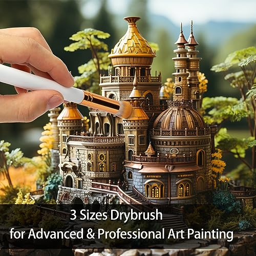 UNIMEIX Dry Brush Miniature Painting Miniature Paint Brushes Hobby Detail Blending Brushes for Effortless Scale Model Painting Watercolor Brushes(3 Pack) - color: White