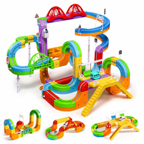 SOCBTNSO 173 PCS KlickRail 3D Modular Electric Train Set for Kid 3-8 - size: 173PCS