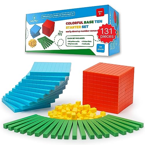 Simply magic 131 PCS Base Ten Blocks for Math - Math Counters - Math Cubes