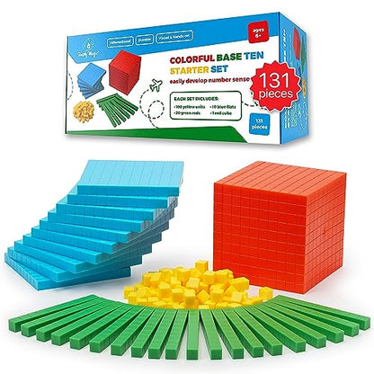 Simply magic 131 PCS Base Ten Blocks for Math - Math Counters - Math Cubes