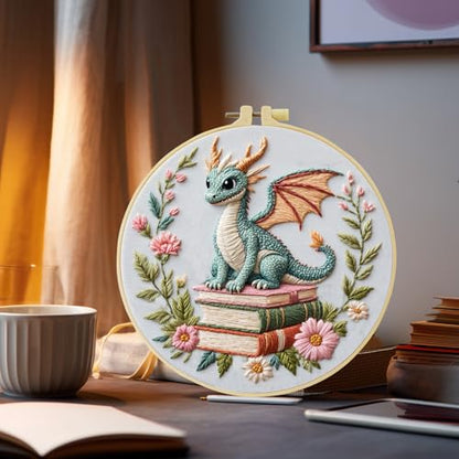 JOZYSH Black Dragon Handmade DIY Embroidery kit,Suitable for Adult Beginners,Includes Embroidery Cloth, Instructions, Embroidery Frame and Needle and Thread, Suitable for Holiday Gifts (Dragon1) - style: Dragon1