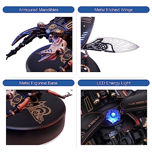 3D Metal Puzzles for Adults, DIY Model Kits to Build, 115 Pieces Mechanical Puzzle Stag Beetle, STEM Toy, for Adults（Stag Beetle）