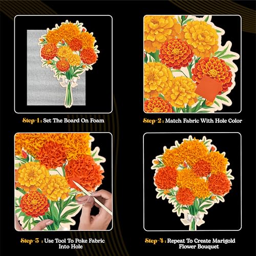 Unwynd Poke Art Marigold Flower Bouquet Kit for Adults, Women and Teens - style: Marigold