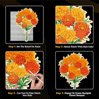 Unwynd Poke Art Marigold Flower Bouquet Kit for Adults, Women and Teens - style: Marigold