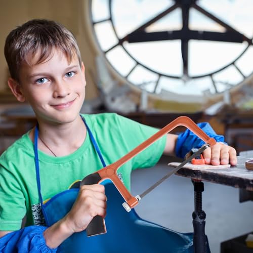 Angoily Mini Hacksaw for Kids Children Handsaw with Non-Slip Handle and 5 Replaceable Blades Compact Manual Saw for Woodworking Garden Pruning Tree Trimming Diy Crafts Furniture Repair