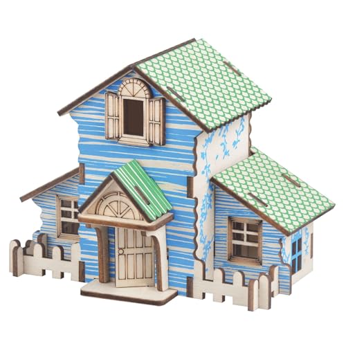 Log Cabin 3D Wooden House Puzzle,DIY Mini Building Model Kit，010 - color: 010