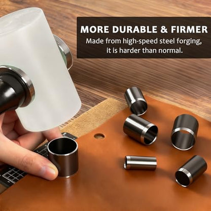 Leather Circle Cutter Tool Set, 12 Pieces Small Circle Punch Tools 2/4/6/8/10/12/14/16/18/20/22/24mm, High Carbon Steel Round Cutting Dies - Leather Hole Punch Tool Kit for DIY Leathercrafts - size: 12 Sizes