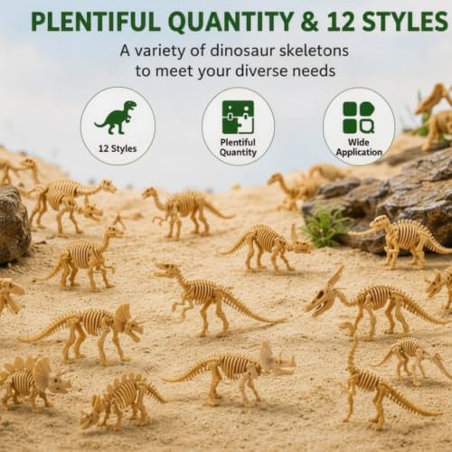 Lewtemi 240 Pcs Mini Dinosaur Skeletons for Sand Dig and Science Play