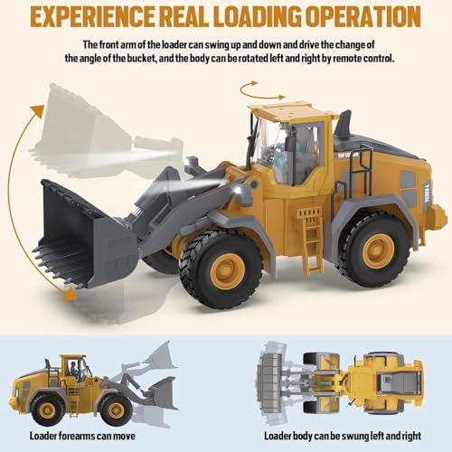 Remote Control Loader, 9-Channel Loader Toy with Metal Shovel, 2.4Ghz Remote Control Engineering Vehicle, Ideal Gift for Boys Aged 6-11 - color: Loader Truck