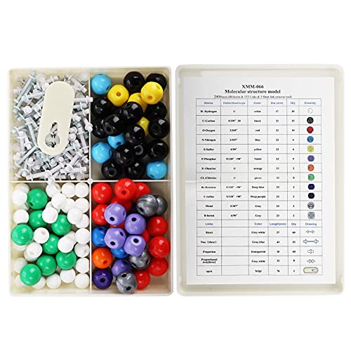 YOPAY 240 Pieces Molecular Model Kit, Organic and Inorganic Chemistry Molecular Structure Model, 86 Atoms and 153 Links and 1 Short Link Remover Tool (Pack of 2) - size: Medium (Pack of 2)
