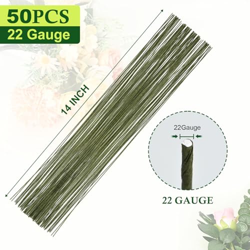 Floral Tape and Wire Kit, 1/2 Inch Tape and 22 Gauge Stems