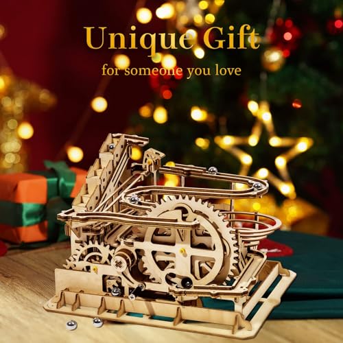 ROKR 3D Wooden Puzzles Marble Run Set - Mechanical Model Kit for Adults DIY Roller Coaster Toys Gifts for Adult (Marble Parkour)