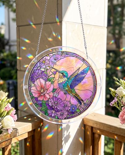 Acrylic Jigsaw Puzzle Suncatcher - Purple Hummingbird - color: Purple Hummingbird, size: S-7.4in*7.4in