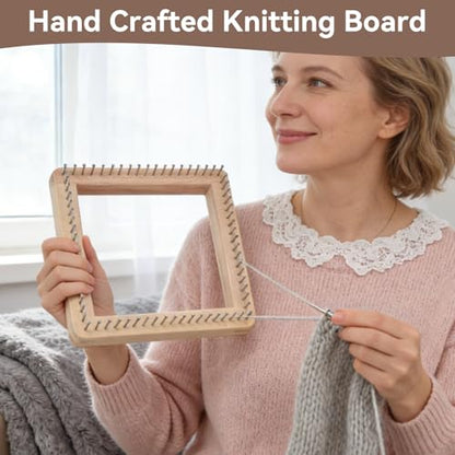 HERCHR Wooden Knitting Loom, Wooden Loom Frame Weaving Loom DIY Solid Wood Multifunctional Blanket Crochet Loom Knitting Board Loom Tool for DIY Weaving Beginner Children Adults, 20 * 20cm - color: 20*20CM