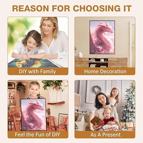 XUCNWL Diamond Art Kits for Adults, Pink Dragon Diamond Painting - color: Dragon-1, size: 11.8x15.7in(30x40cm)