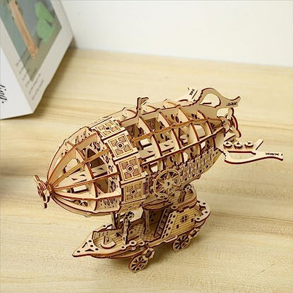 3D Wooden Puzzles Airship Model Kits, Brainteaser and Puzzle for Christmas/Birthday,Gifts for Adults and Teens to Build Combination - style: Airship