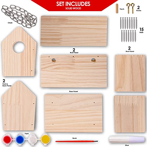 Hapinest Wooden Bird Houses to Paint and Build, Birdhouse Kit for Kids, Wood Painting Building Projects Fun Activities Arts and Crafts for Kids Ages 6-8 Girls Boys, DIY Bird House Kit 5-12 Years & Up