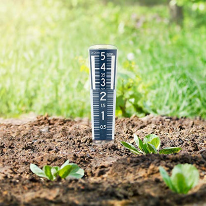 La Crosse 704-1531B-INT Large Magnifying Easy Read 5-Inch Capacity Acrylic Rain Gauge in Navy Blue - color: Blue