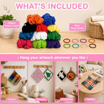 OYACH 10inch Cotton Potholder Weaving Loom Refill Loops,440 Potholder Loops - color: 10” Cotton Loop