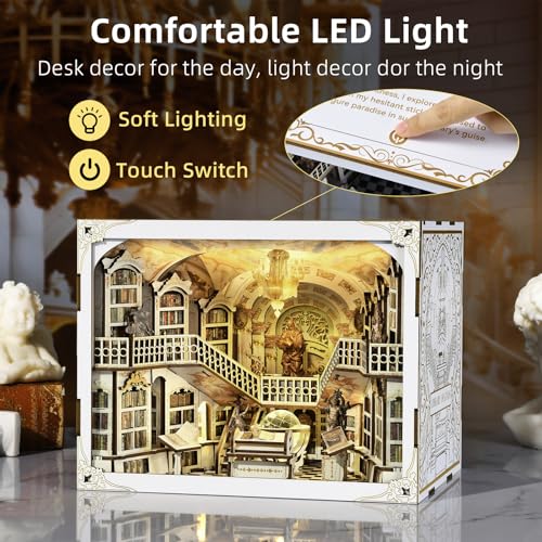 DIY Book Nook Kit, Library of Gods Max Miniature Dollhouse Kit with LED - color: Library of Gods Max