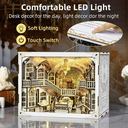 DIY Book Nook Kit, Library of Gods Max Miniature Dollhouse Kit with LED - color: Library of Gods Max