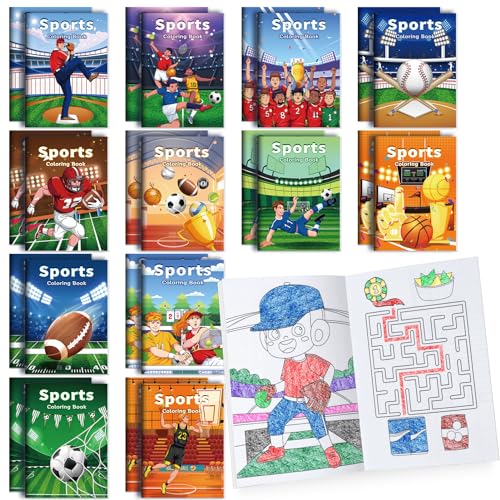 BenLouis 24 Pcs Sports Mini Coloring Books for Kids Party Favors - style: Sports