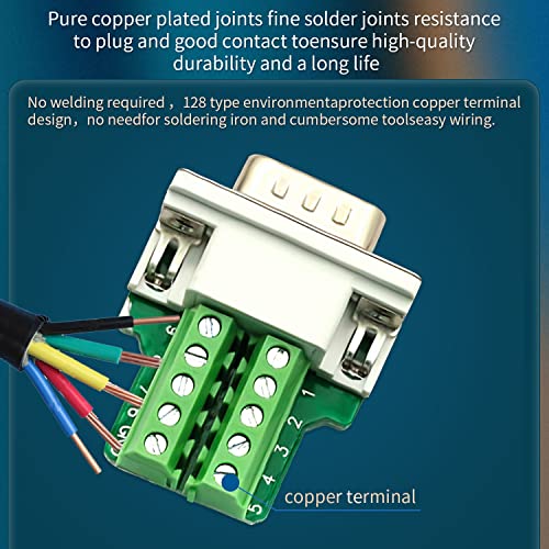2PCS DB9 Male Solderless RS232 Terminal Breakout Connector - size: DB9 Male