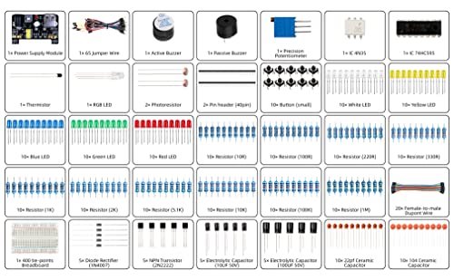 Smraza 298 Pieces Electronics Starter Kit with Breadboard for Arduino - color: Basic Starter Kit