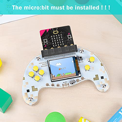 ELECFREAKS microbit Retro Makecode Arcade for STEM Education, Micro:bit Joystick Programming Learning Machine Supports Remote Control and Creat Games(Without Micro:bit) - size: 13.79cm x 8.13cm