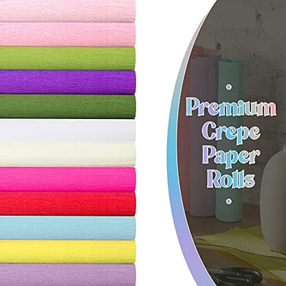 Chrisfall 12 Rolls Crepe Paper Streamers, 8 Feet X 10 Inch, Mixed Colors - color: Mixed Colors
