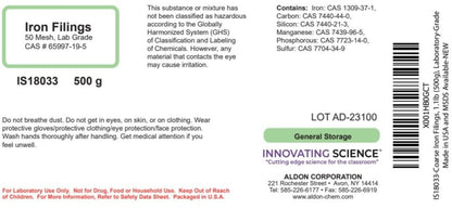 ALDON Innovating Science Coarse Iron Filings, 1.1lb (500g), Laboratory-Grade, Made in USA and MSDS Available - The Curated Chemical Collection