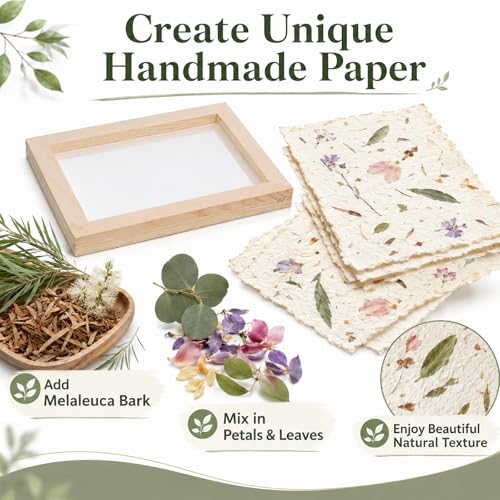 Paper Making Screens Large, 1 Pcs Wooden Papermaking Screen Frame Mould 9.8 x 7.5 Inch Paper-Making Frame for DIY Paper Craft, Dried Flower