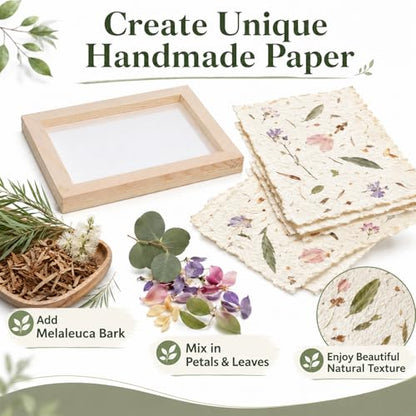Paper Making Screens Large, 1 Pcs Wooden Papermaking Screen Frame Mould 9.8 x 7.5 Inch Paper-Making Frame for DIY Paper Craft, Dried Flower