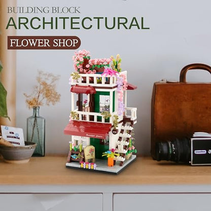 Mini House Building Kit, Street View Flower Shop Building Blocks for Adults - color: Flower Shop