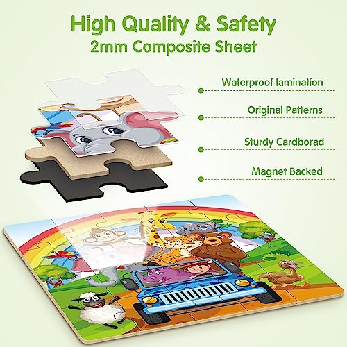SYNARRY Magnetic Animal Puzzles for Kids Ages 3-5, Travel Animal Toys - style: Animal