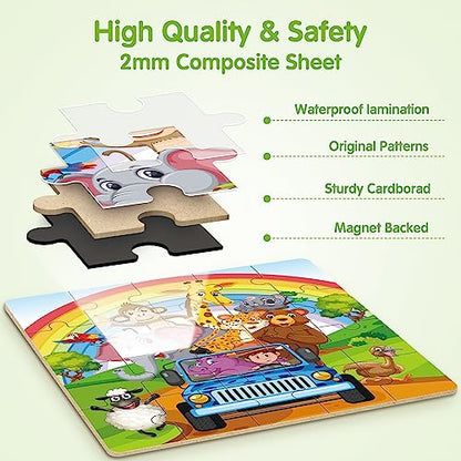 SYNARRY Magnetic Animal Puzzles for Kids Ages 3-5, Travel Animal Toys - style: Animal