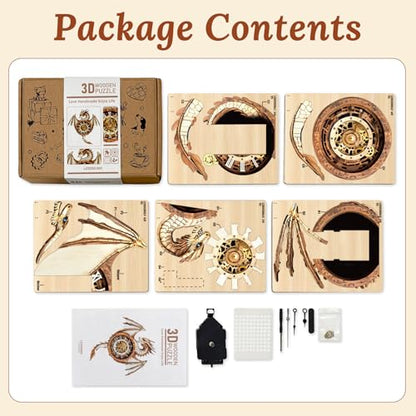 3D Wooden Puzzle for Adults - Dragon Clock - color: Mechanical Dargon