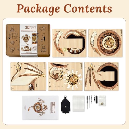 3D Wooden Puzzle for Adults - Dragon Clock - color: 3d Dragon Clock