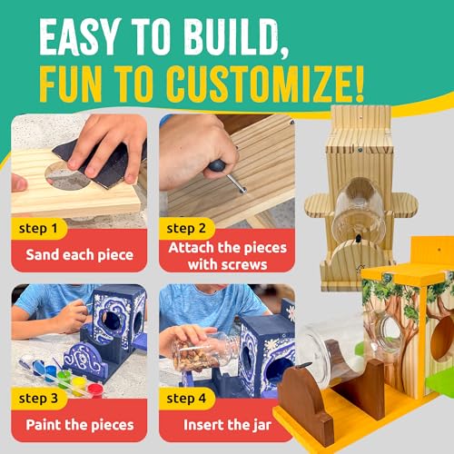 SparkJump Squirrel Feeder Kit for Kids, Easy DIY Kids Woodworking Kit