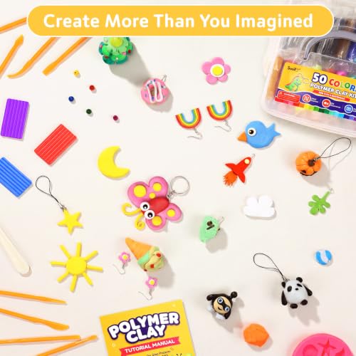 Polymer Clay Kit 50 Colors, Oven Bake Clay for Kids & Artists
