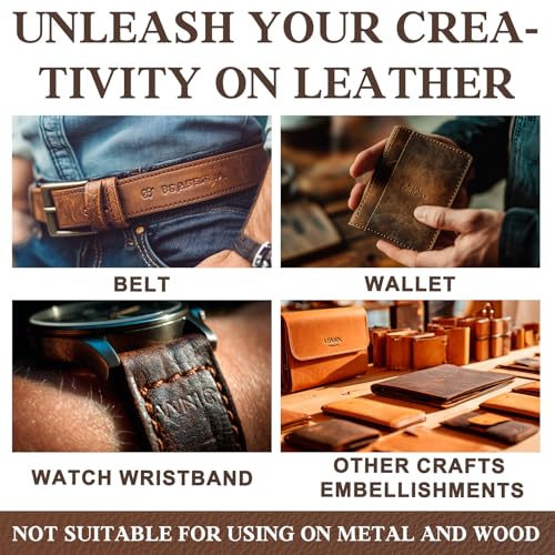 BESTNULE 27pcs Leather Stamps, Leather Stamping Kit, Leathercraft Stamping Tool Set, 26PCS Capital Letter Leather Stamps 9.5mm + 1 Stamping Handle for Leather Craft - color: 9.5mm(27pcs)