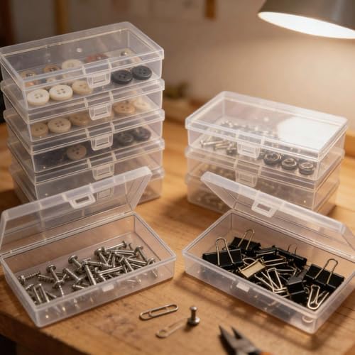 12 Pack Rectangular Clear Plastic Storage Containers - size: 5.3 x 3.1 x 1.18 inch