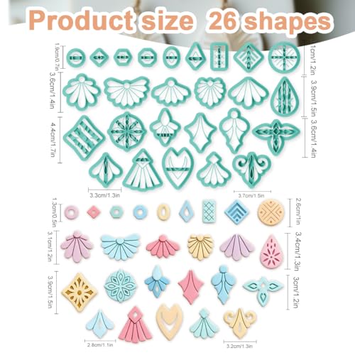 26pcs Polymer Clay Cutter Set Bohemian Earring Shape Cutters PLA Plastic Clay Tools for Jewelry Making Professional DIY Craft Kit Size 0.5-1.5 Inches - color: Bohemia