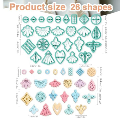 26pcs Polymer Clay Cutter Set Bohemian Earring Shape Cutters PLA Plastic Clay Tools for Jewelry Making Professional DIY Craft Kit Size 0.5-1.5 Inches - color: Bohemia