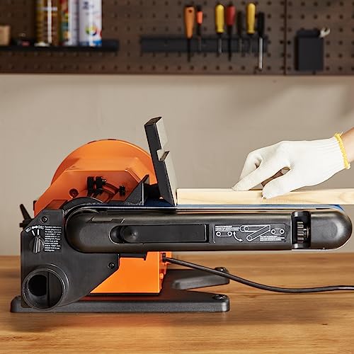 VEVOR Professional 4 x 36 in. Belt Sander with 8" Disc Sander, 5A Induction Motor Cast Aluminum Worktable for Woodworking, Metalworking - size: 8" Disc & 4" x 36" Belt Sander Combo