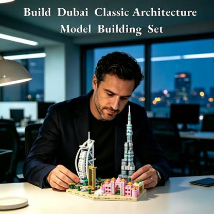Architecture Dubai Skyline Building Set 3D Collection Model, Iconic Sail Hotel Building Model Home Office Décor, Unique Collectible Gift for Adult Travel or Architecture Enthusiasts - style: Dubai Skyline