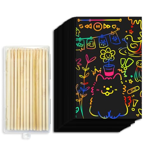 Cityrosy Rainbow Scratch Art Paper Sets Arts Crafts Supplies for Kid160 Pcs - color: Rainbow（S-160pcs）