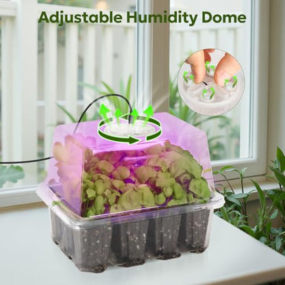 MIXC 6 Pack Seed Starter Kit with Grow Light, Humidity Dome, Transparent - color: Transparent, size: 12 Cells With Light-6 Packs